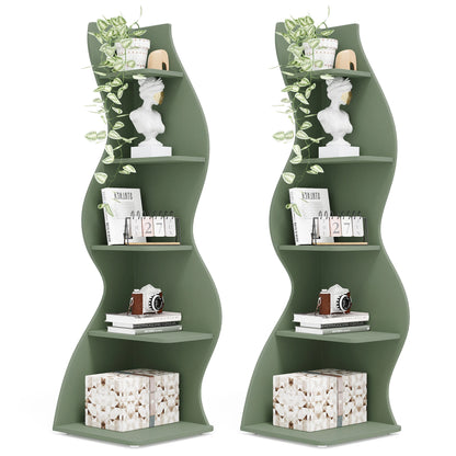 Corner Bookshelf - Modern 5-Tier Shelf | Stylish Wooden Storage Rack - ZOOMNSTORE