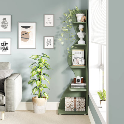 Corner Bookshelf - Modern 5-Tier Shelf | Stylish Wooden Storage Rack - ZOOMNSTORE