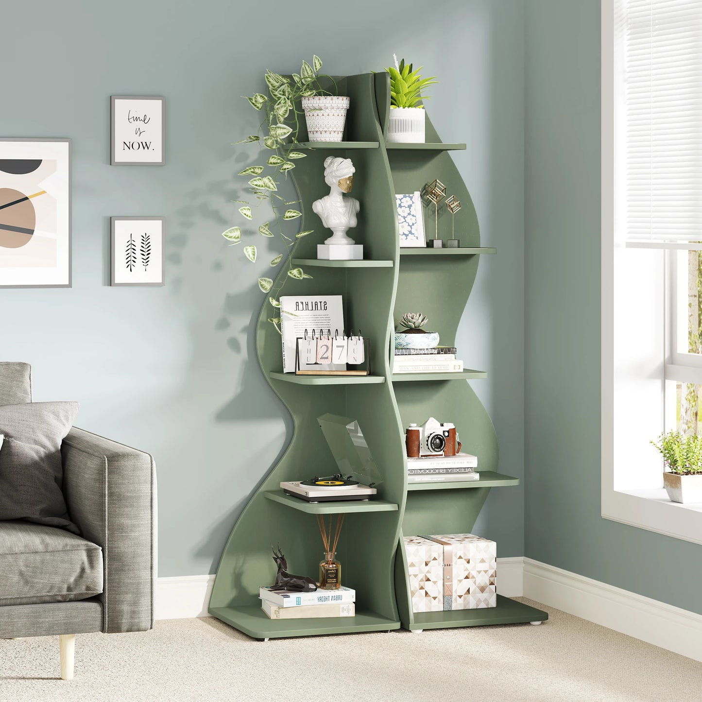 Corner Bookshelf - Modern 5-Tier Shelf | Stylish Wooden Storage Rack - ZOOMNSTORE