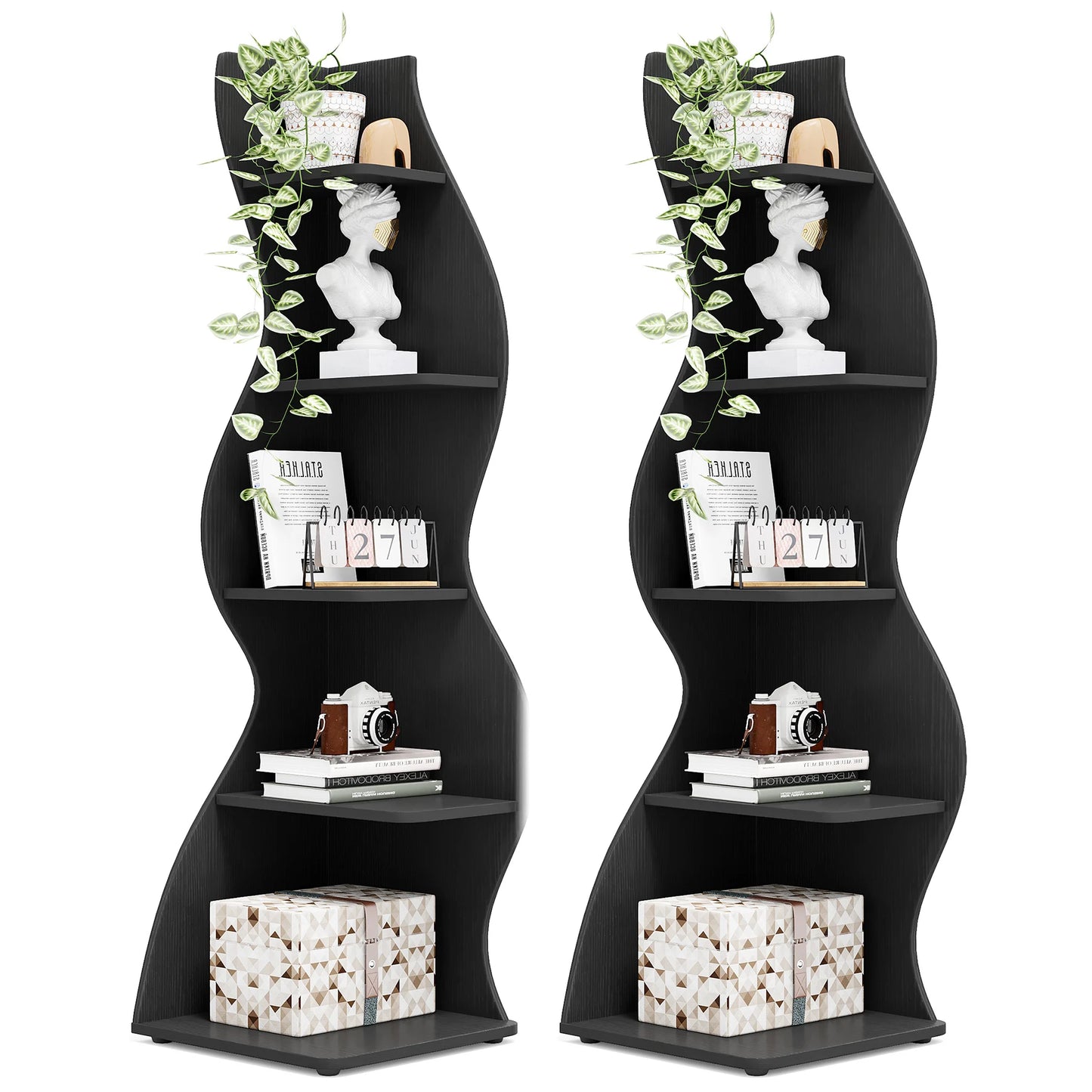 Corner Bookshelf - Modern 5-Tier Shelf | Stylish Wooden Storage Rack - ZOOMNSTORE