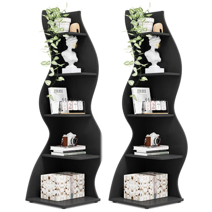 Corner Bookshelf - Modern 5-Tier Shelf | Stylish Wooden Storage Rack - ZOOMNSTORE