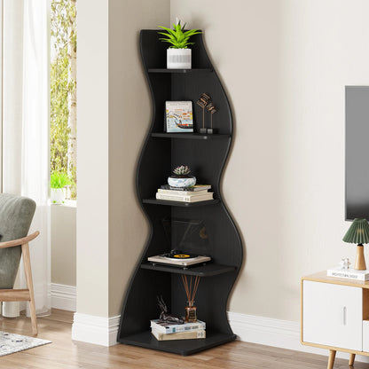 Corner Bookshelf - Modern 5-Tier Shelf | Stylish Wooden Storage Rack - ZOOMNSTORE