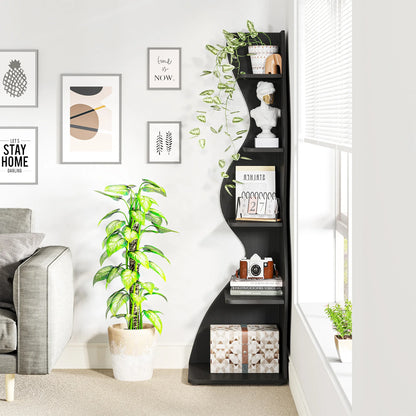 Corner Bookshelf - Modern 5-Tier Shelf | Stylish Wooden Storage Rack - ZOOMNSTORE