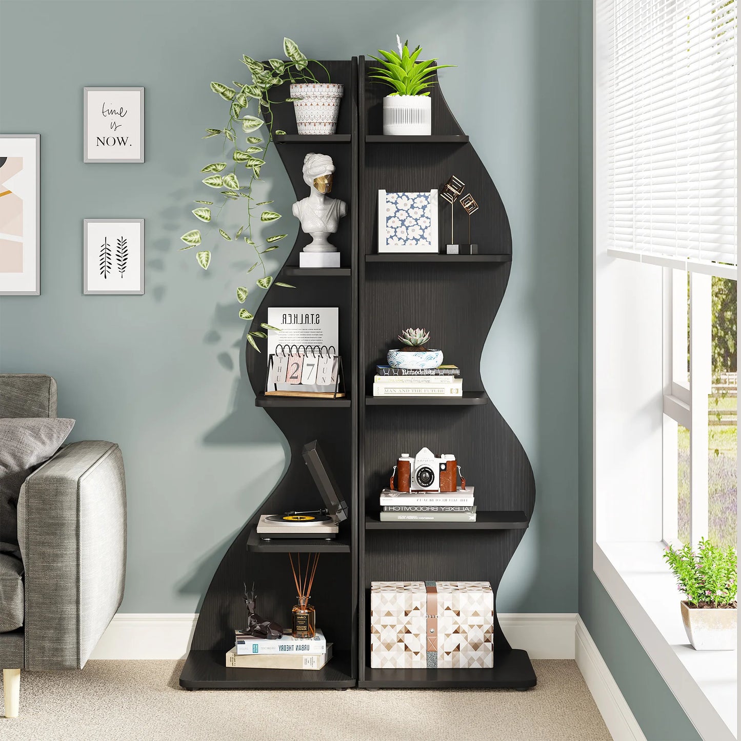 Corner Bookshelf - Modern 5-Tier Shelf | Stylish Wooden Storage Rack - ZOOMNSTORE