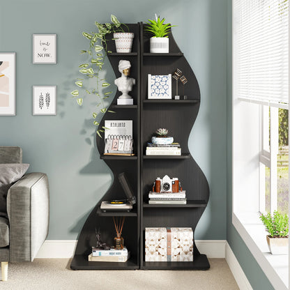Corner Bookshelf - Modern 5-Tier Shelf | Stylish Wooden Storage Rack - ZOOMNSTORE