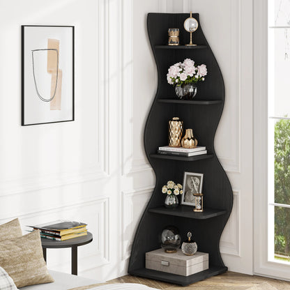 Corner Bookshelf - Modern 5-Tier Shelf | Stylish Wooden Storage Rack - ZOOMNSTORE