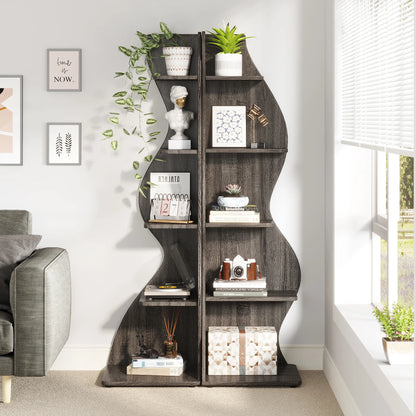 Corner Bookshelf - Modern 5-Tier Shelf | Stylish Wooden Storage Rack - ZOOMNSTORE