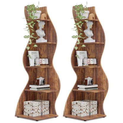 Corner Bookshelf - Modern 5-Tier Shelf | Stylish Wooden Storage Rack - ZOOMNSTORE