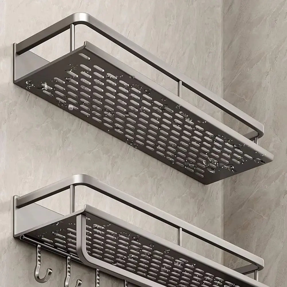Aluminum Corner Shower Shelf - Wall-Mounted No-Drill Shampoo Storage Rack - ZOOMNSTORE