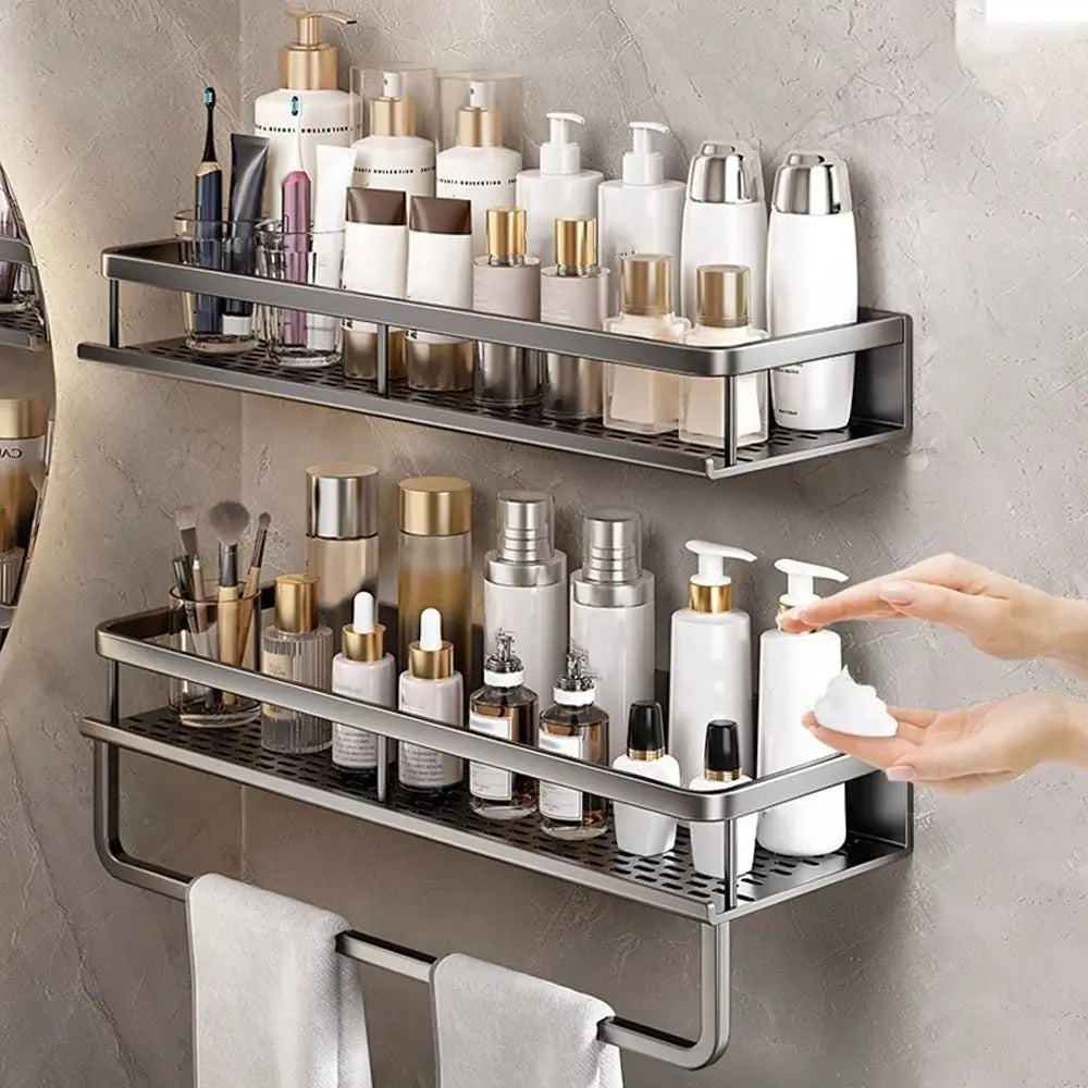 Aluminum Corner Shower Shelf - Wall-Mounted No-Drill Shampoo Storage Rack - ZOOMNSTORE