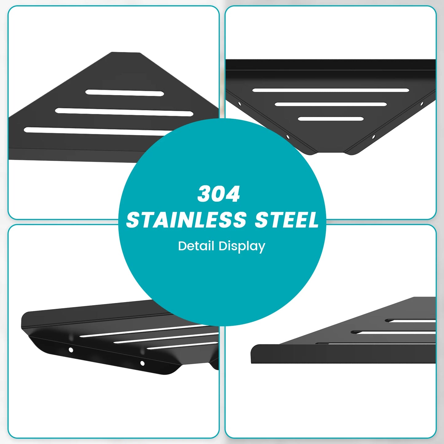 Wall Mount Corner Shelf - No-Drill 304 Stainless Steel Shower Organizer for Bathroom - ZOOMNSTORE