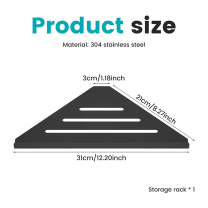 Wall Mount Corner Shelf - No-Drill 304 Stainless Steel Shower Organizer for Bathroom - ZOOMNSTORE
