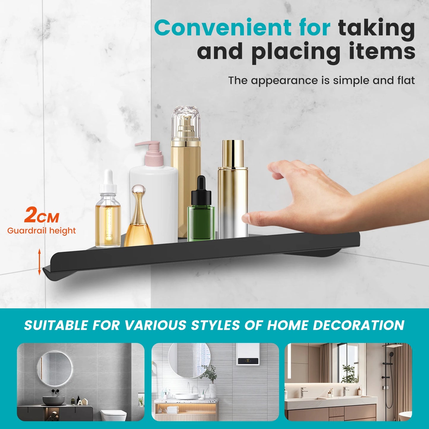 Wall Mount Corner Shelf - No-Drill 304 Stainless Steel Shower Organizer for Bathroom - ZOOMNSTORE