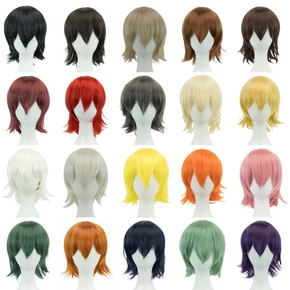 Cosplay Bob Wig – Short Curly Synthetic Hair, Pink Blonde Orange Party Costume - ZOOMNSTORE