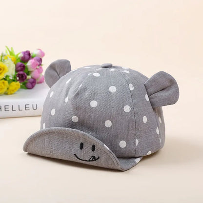Cotton Baby Hats Summer Peaked Cap Toddler Dot Girls Boys Hat Child Cute 3D Ear Baseball Caps Infant Soft Sunhat For Kids - ZOOMNSTORE