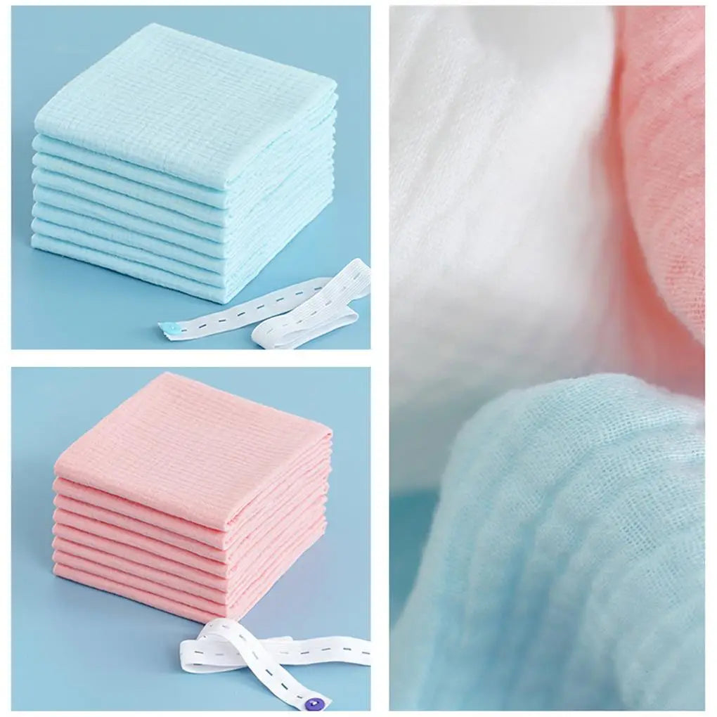 10PCS 100% Cotton Baby Gauze Diapers For Newborn Baby Nappy Changing 43x45cm Washable Reusable Double Layer Soft Baby Towels - ZOOMNSTORE