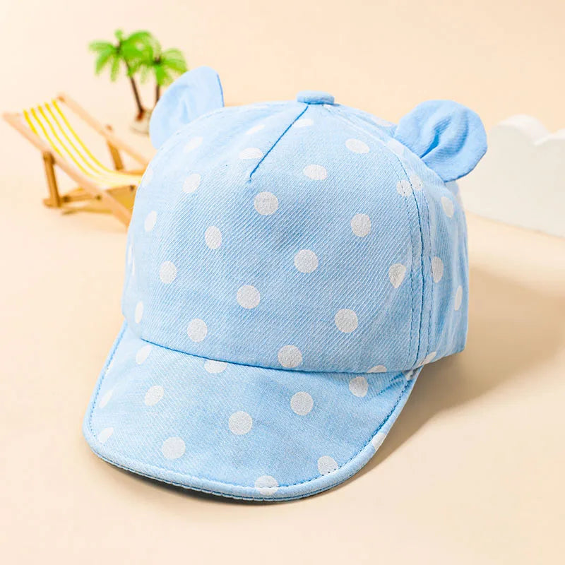 Cotton Baby Hats Summer Peaked Cap Toddler Dot Girls Boys Hat Child Cute 3D Ear Baseball Caps Infant Soft Sunhat For Kids - ZOOMNSTORE