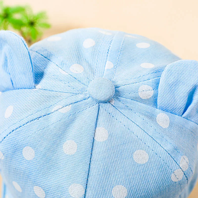 Cotton Baby Hats Summer Peaked Cap Toddler Dot Girls Boys Hat Child Cute 3D Ear Baseball Caps Infant Soft Sunhat For Kids - ZOOMNSTORE