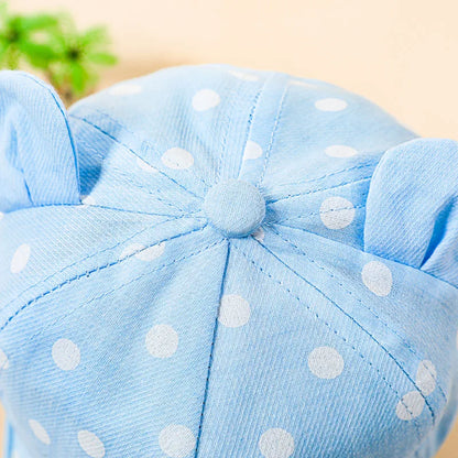 Cotton Baby Hats Summer Peaked Cap Toddler Dot Girls Boys Hat Child Cute 3D Ear Baseball Caps Infant Soft Sunhat For Kids - ZOOMNSTORE