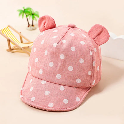 Cotton Baby Hats Summer Peaked Cap Toddler Dot Girls Boys Hat Child Cute 3D Ear Baseball Caps Infant Soft Sunhat For Kids - ZOOMNSTORE