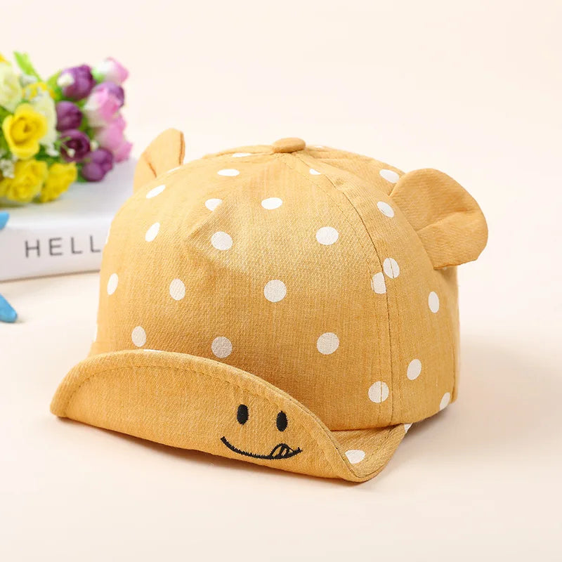 Cotton Baby Hats Summer Peaked Cap Toddler Dot Girls Boys Hat Child Cute 3D Ear Baseball Caps Infant Soft Sunhat For Kids - ZOOMNSTORE