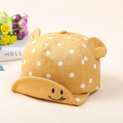 Cotton Baby Hats Summer Peaked Cap Toddler Dot Girls Boys Hat Child Cute 3D Ear Baseball Caps Infant Soft Sunhat For Kids - ZOOMNSTORE