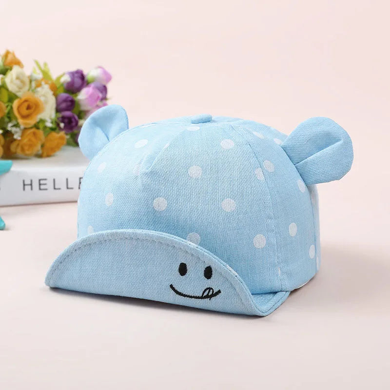Cotton Baby Hats Summer Peaked Cap Toddler Dot Girls Boys Hat Child Cute 3D Ear Baseball Caps Infant Soft Sunhat For Kids - ZOOMNSTORE