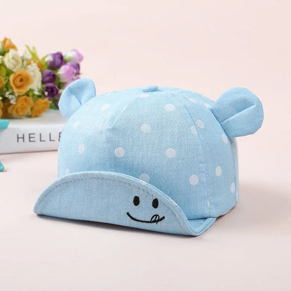 Cotton Baby Hats Summer Peaked Cap Toddler Dot Girls Boys Hat Child Cute 3D Ear Baseball Caps Infant Soft Sunhat For Kids - ZOOMNSTORE