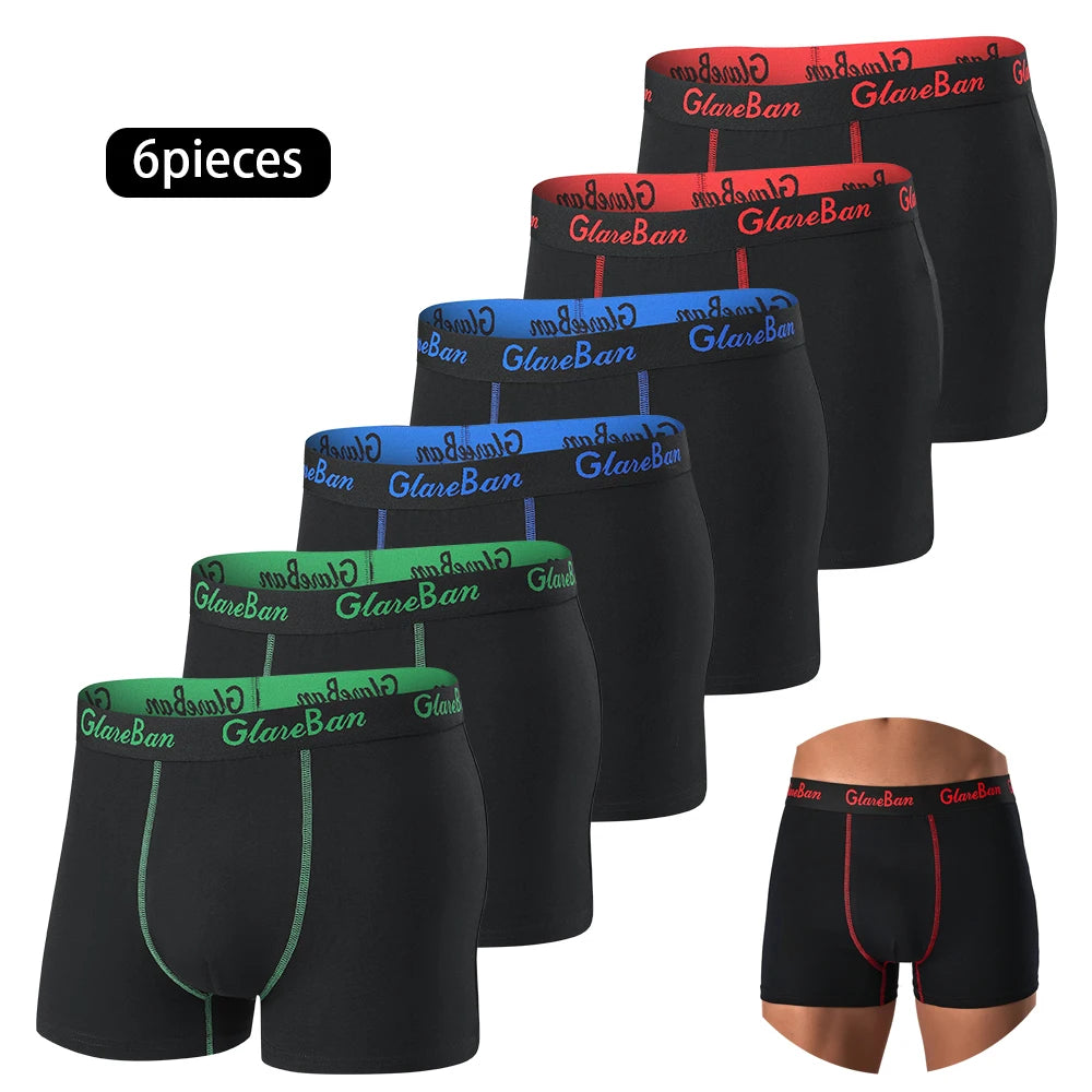 Cotton Boxer Briefs - 6pcs Pack Men's Breathable Underwear With Elastic Waistband - ZOOMNSTORE