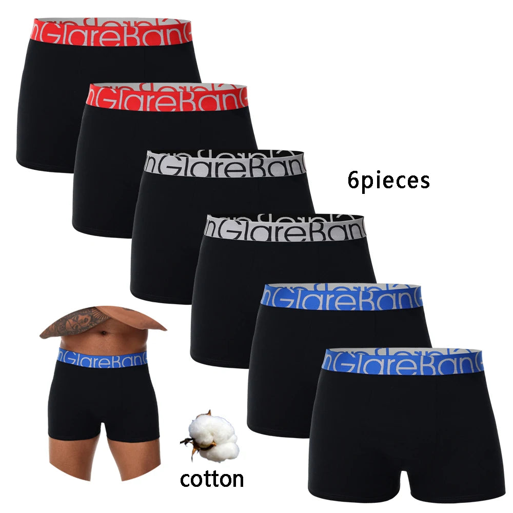 Cotton Boxer Briefs - 6pcs Pack Men's Breathable Underwear With Elastic Waistband - ZOOMNSTORE