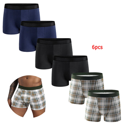 Cotton Boxer Briefs - 6pcs Pack Men's Breathable Underwear With Elastic Waistband - ZOOMNSTORE