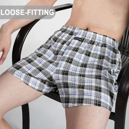 Cotton Boxer Shorts - Men's High Waist Plaid Plus Size Comfortable Underwear - ZOOMNSTORE