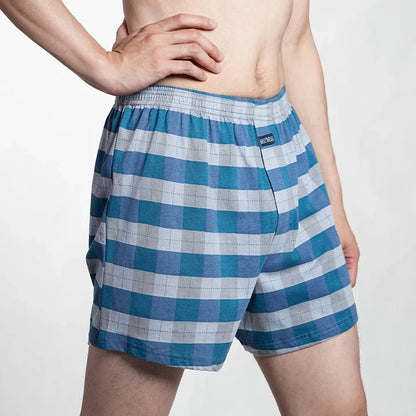 Cotton Boxer Shorts - Men's High Waist Plaid Plus Size Comfortable Underwear - ZOOMNSTORE