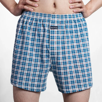 Cotton Boxer Shorts - Men's High Waist Plaid Plus Size Comfortable Underwear - ZOOMNSTORE