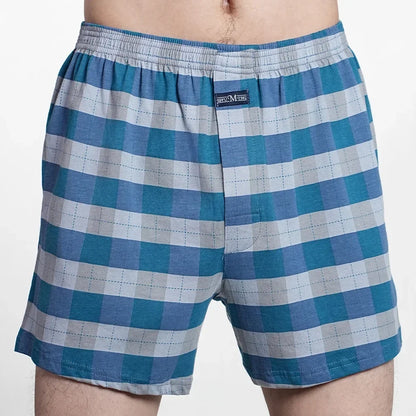 Cotton Boxer Shorts - Men's High Waist Plaid Plus Size Comfortable Underwear - ZOOMNSTORE