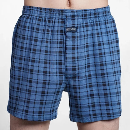 Cotton Boxer Shorts - Men's High Waist Plaid Plus Size Comfortable Underwear - ZOOMNSTORE