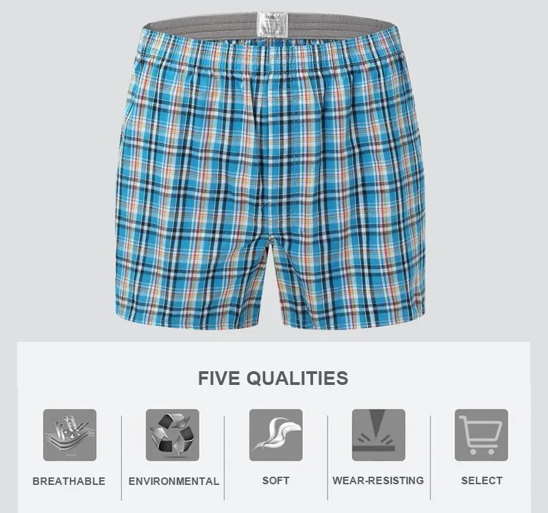 Cotton Boxer Shorts – Men's Plaid Boxers, Comfortable Breathable Underwear - ZOOMNSTORE