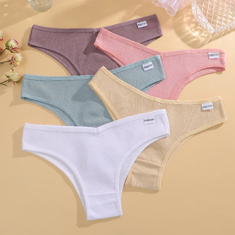 Cotton Brazilian Panties Set - 5 Pcs Comfortable Womens Underwear S-XL - ZOOMNSTORE