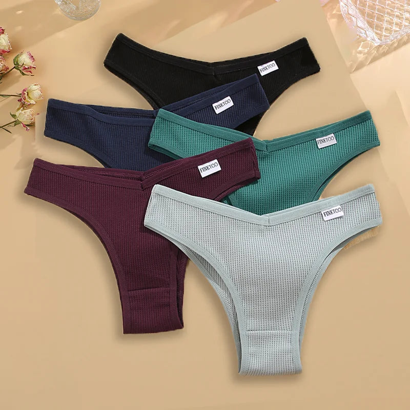 Cotton Brazilian Panties Set - 5 Pcs Comfortable Womens Underwear S-XL - ZOOMNSTORE