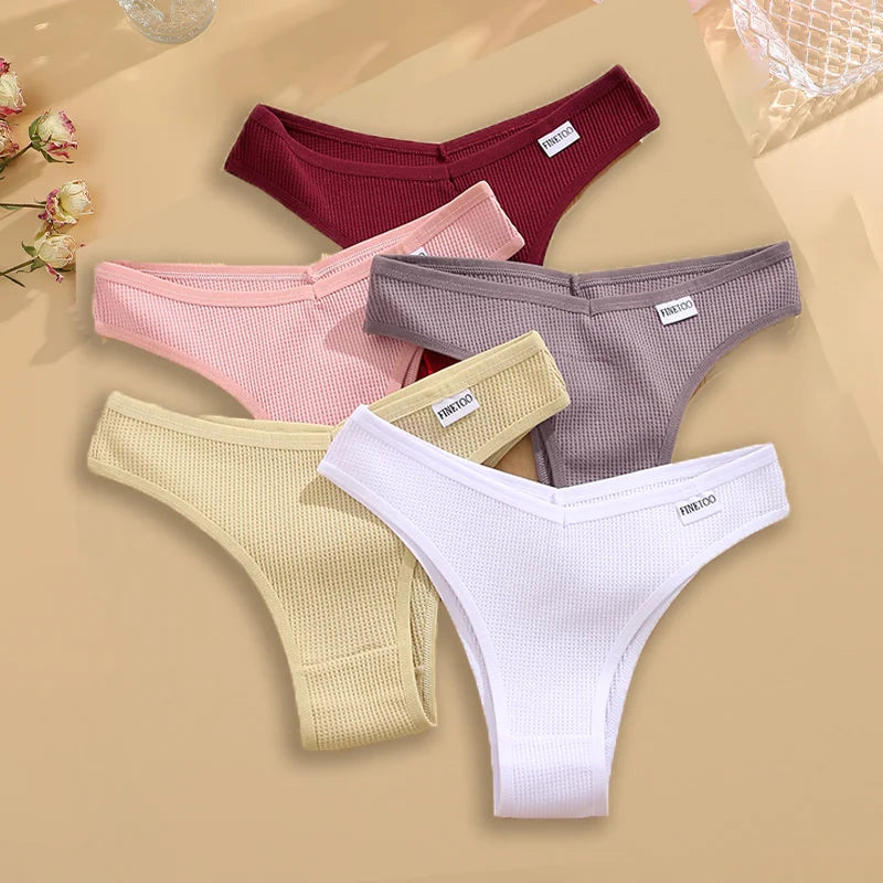 Cotton Brazilian Panties Set - 5 Pcs Comfortable Womens Underwear S-XL - ZOOMNSTORE
