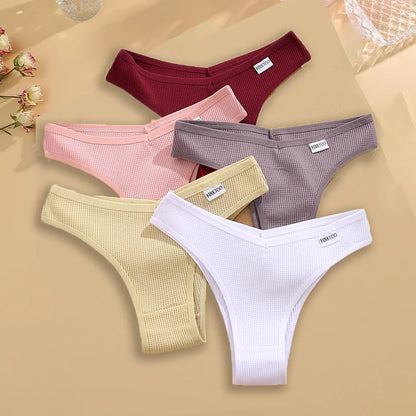 Cotton Brazilian Panties Set - 5 Pcs Comfortable Womens Underwear S-XL - ZOOMNSTORE