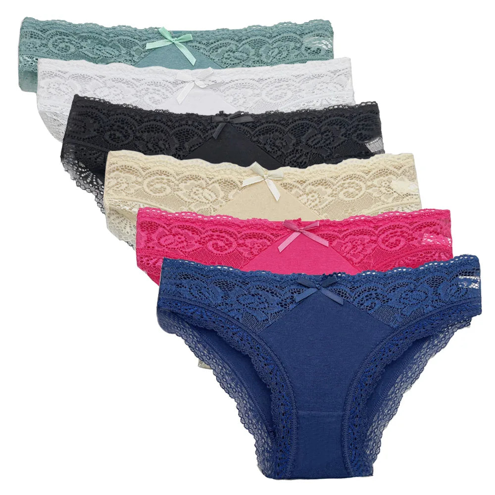 Lace Cotton Briefs Set - Seamless Womens Panties 5 PCS - ZOOMNSTORE