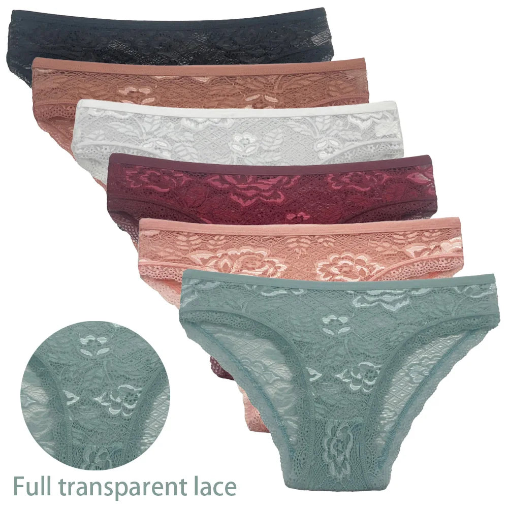 Lace Cotton Briefs Set - Seamless Womens Panties 5 PCS - ZOOMNSTORE