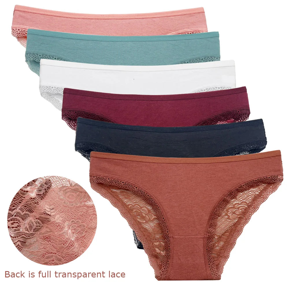Lace Cotton Briefs Set - Seamless Womens Panties 5 PCS - ZOOMNSTORE