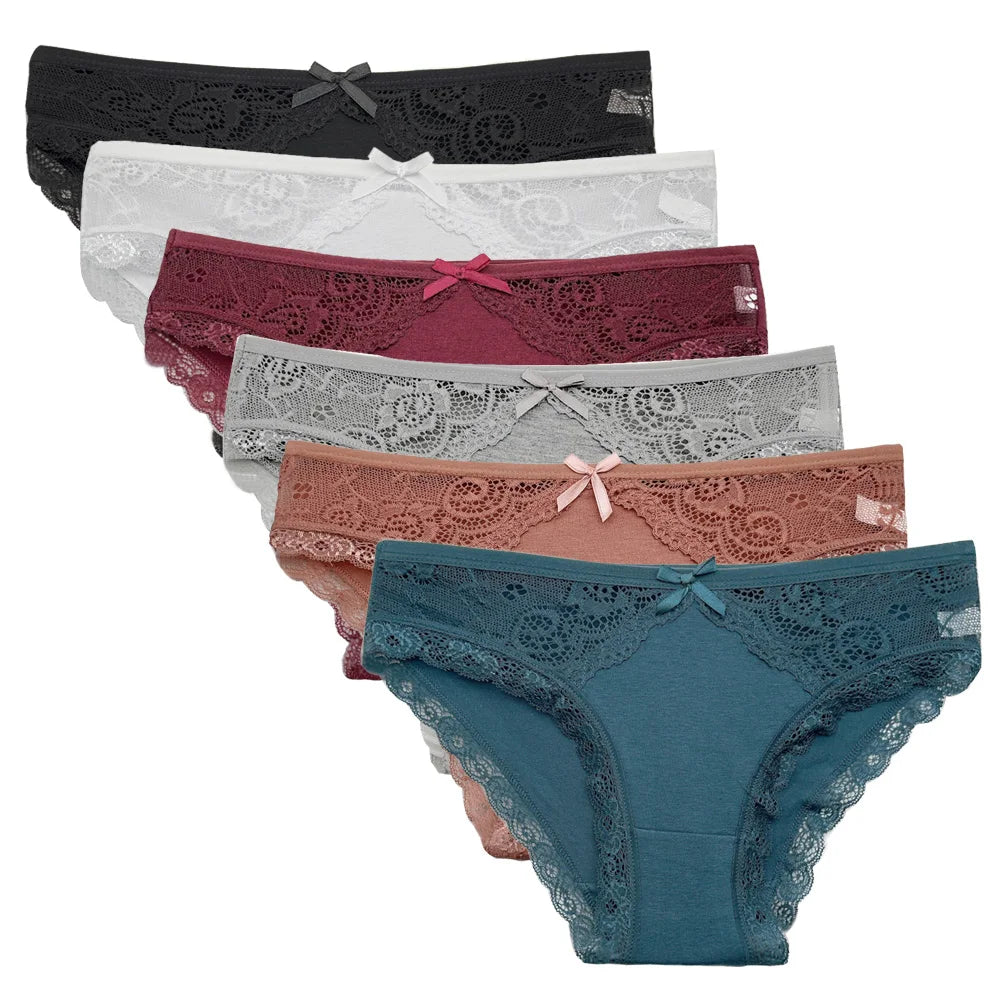 Lace Cotton Briefs Set - Seamless Womens Panties 5 PCS - ZOOMNSTORE
