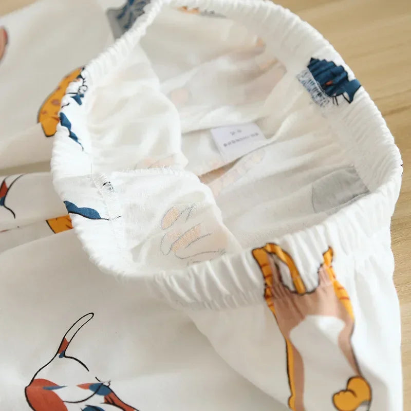 Cotton Cartoon Pajamas Set - Womens Short-Sleeved Sleepwear - ZOOMNSTORE