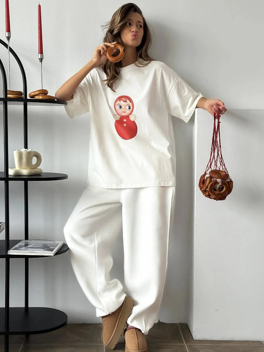 Cotton Cartoon T-Shirt - Womens Casual O-Neck Short Sleeve Top - ZOOMNSTORE