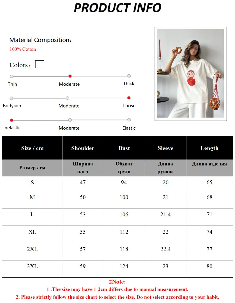 Cotton Cartoon T-Shirt - Womens Casual O-Neck Short Sleeve Top - ZOOMNSTORE