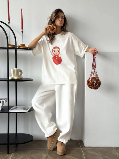 Cotton Cartoon T-Shirt - Womens Casual O-Neck Short Sleeve Top - ZOOMNSTORE