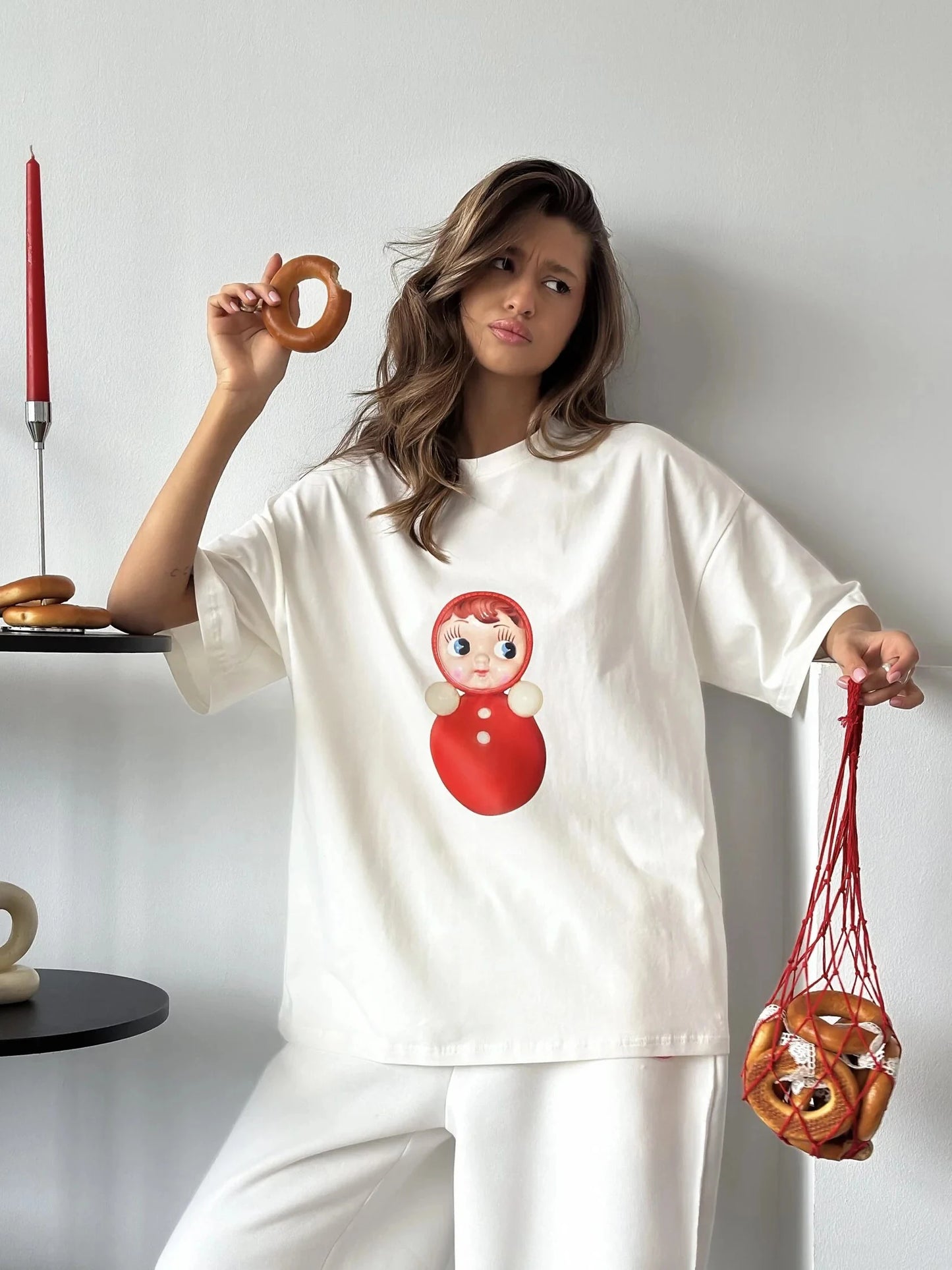 Cotton Cartoon T-Shirt - Womens Casual O-Neck Short Sleeve Top - ZOOMNSTORE